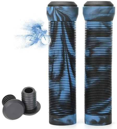 LORESJOY Puños Bicicleta Montaña Silicona, 1 par Ergonomicos Manillar de Bicicleta Puños, Suave Antideslizante, 22mm Mango Universal - para Bici de Montaña/MTB/BMX/Scooter(Azul)