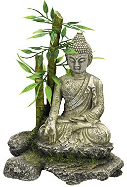 Nobby Aqua Ornaments Zen Statua con bambù, 12 x 9 x 16 cm, 1 Pezzo
