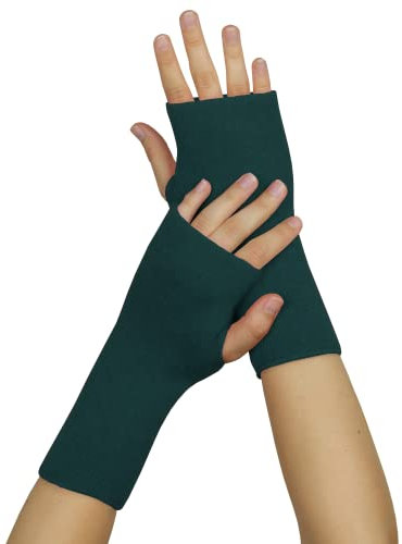 banora Armstulpen/Pulswärmer mit Daumenloch für Damen und Herren in der Naturqualität mit Schurwolle und Seide (Gr. 2, Farbe: petrol)