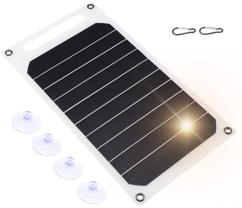 DEWIN Panel Solar, Portátil 10W Al Aire Libre IP64 Panel Solar Impermeable Cargador De Energía Móvil 5V Salida USB