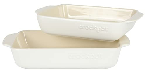 Crock-Pot 2 Piece 3.5 QT and 2.5Qt Stoneware Bakeware Set - White