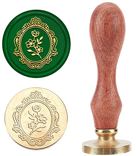MAYJOYDIY Siegelstempel Aus Wachs Mit Kirschblütenmotiv Vintage Bilderrahmen Siegelwachsstempel 25mm Abnehmbarer Messingkopf Für Karten Umschläge Geschenkverpackungen Hochzeitseinladungen