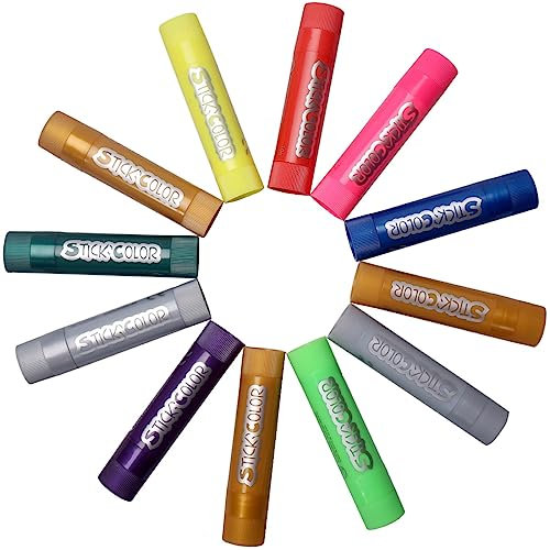 Piccolino Stick'Color Schulmalfarben Set 12x 10g Sticks mit Gouache, Tempera Neon & Metall