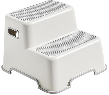 Predolo Taburete de Dos Escalones para Niños Pequeños, Antideslizante para Entrenamiento de Inodoro, Escalonado de Baño, Gris