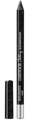 Bourjois Paris Contour Clubbing Matita Occhi Waterproof, Texture Scorrevole e Morbida, Formula con Oli di Jojoba, No. 55 Ultra Black Glitter, 1.2g