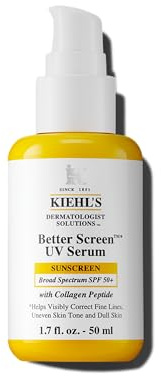 Kiehl's Better Screen UV Serum SPF 50+, Invisible Facial Sunscreen with Collagen Peptide, UV Filters to Shield UVA & UVB, Helps Correct Visible Signs of Aging, Boosts Skin Radiance - 1.7 fl oz