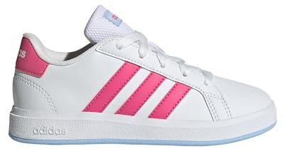 Adidas Unisex Kinder Grand Court Lifestyle Tennis Lace-Up Shoes, FTWR White/Pulse Magenta/Glow Blue, 35 1/2 EU