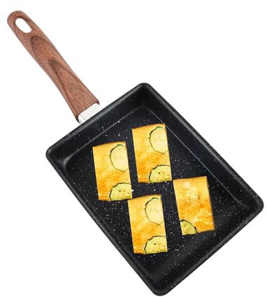 Nbbwwu Rektangulär äggstekpanna non-stick – 35,5 x 15,2 cm stekpanna, liten stekpanna, fyrkantig japansk äggpanna med ergonomiskt handtag, kökstillbehör och matlagningsverktyg