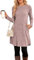 SENBATU Winter-Pullover-Kleider für Damen, Midi-Langarm, lässige Knöpfe, seitliches Tunika-Kleid mit Taschen, Mittelrosa, Grau