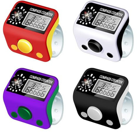 Golgner 4 stycken mekaniska handmätare, digital fingermätare, elektronisk fingermätare, återställningsbar 5-siffrig handmätare, fingercounter, radmätare för sport golf stickning