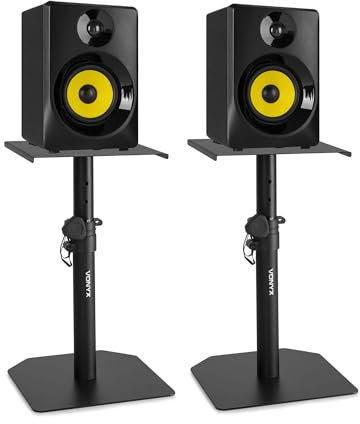 Vonyx SMN40B monitores Estudio Activos 100W con Soportes SMS10, Control Graves/Agudos, Amplificador Integrado, Altura Ajustable, Set Ideal para DJs y producción Musical