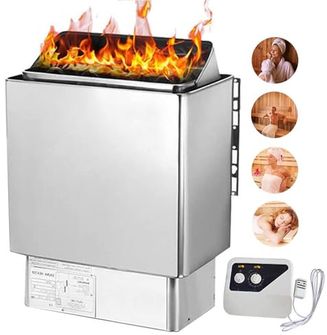 Poêles De Sauna électriques, Poêle pour Sauna En Acier Inoxydable De 3 KW à 9 KWAvec ContrôLeur Externe Pour Le Hammam De Spa D'HôTel à Domicile, Minuterie : 0-180 Min,3KW