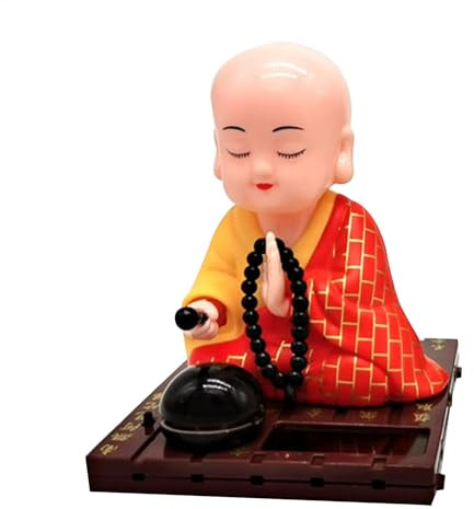 LearnLyrics Scultura del solare - figura di, adorabile statua di in miniatura | Ornamento del Buddha, scultura del Buddha solare, figura di Buddha solare che balla per auto