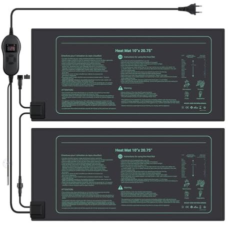 Estera TéRmica para PláNtulas 2 paquetes de estera calefactora con termostato invernadero interior impermeable para hidropónico, elaboración casera, terrario de reptiles Almohadillas térmicas para pla