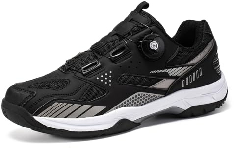 sekiueo Chaussures De Badminton Chaussures De Tennis De Table Légères pour Hommes Femmes Baskets Tout-Terrain Non Marquantes Et Antidérapantes,Noir,44 EU