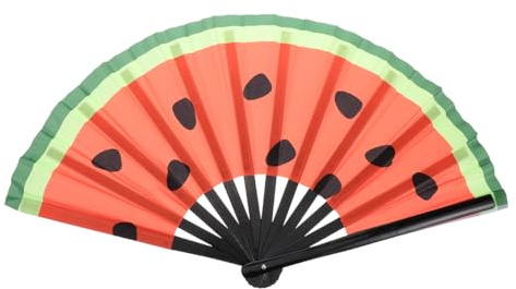 Amosfun Ventaglio Fluorescente Giapponese Di Anguria Ventilatore A Mano Leggero per Decorazione Di Feste Ed Eventi Effetto Brillante