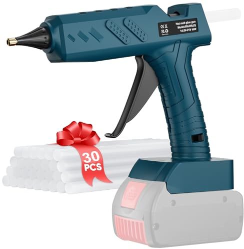 Pistola per colla a caldo senza fili per pistola a caldo Bosch da 18 V, ideale per riparazioni, fai da te, casa, con 30 bastoncini da 11 mm (senza batteria)