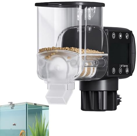 Alimentatore Automatico Per Acquario, Erogatore Cibo per Pesci con Timer Alimentato a Batterie, Distributore Programmable Con Display Digitale Per Vacanze Brevi E Viaggi