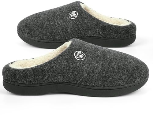 Wostock Zapatillas de Casa Hombre Pantuflas Mujer Invierno Sherpa Suave Anti-Deslizante Cómoda para Huéspedes Interior Exterior EU 38-39