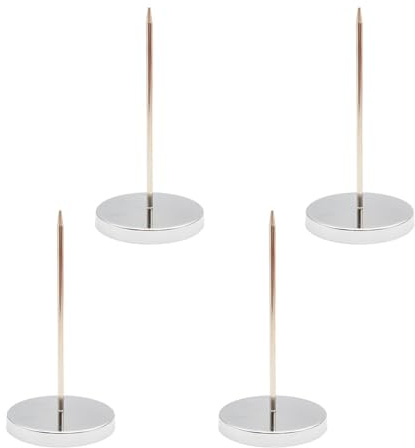 LATRAT 4 st metallanteckningsblock, papperspikhållare med rund bas, kvitto, spike-minneskort för dörrfakturor, för restaurang, kök, kontor, hotell, silver