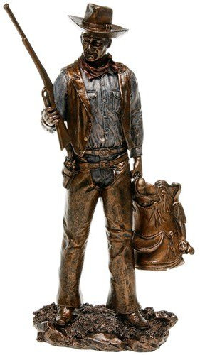 PLG John Wayne Standing Holding Bronze Gun & Saddle Statue