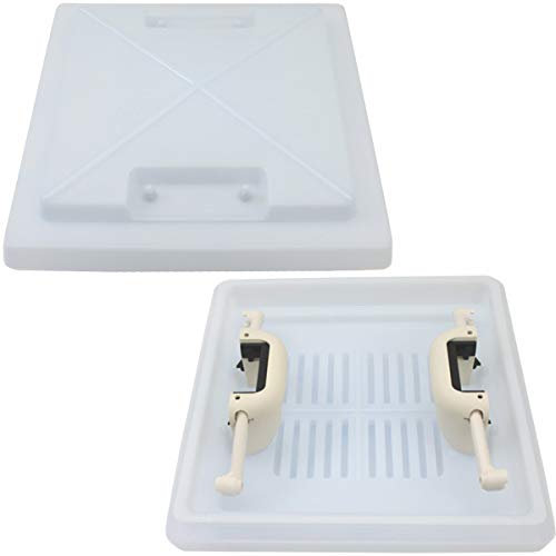 pro-Styling MPK 28 x 28 cm Weiß Milchglashaube mit Griffen und Teleskopausstellern für Wohnmobil, Wohnwagen, Caravan aus Kunststoff