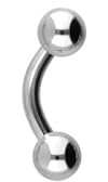 PIERCINGLINE Piercing de acero quirúrgico con forma de plátano | 2 bolas | barra curvada para cejas, pecho íntimo, oreja, etc. | tamaños y colores a elegir, 6 mm