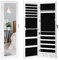 GIANTEX Schmuckschrank mit LED, abschließbarer Schmuckregal Schmuckkommode mit Spiegel, Spiegelschrank Wandschrank für Ketten, Ohrringe, Wandmontage, weiß