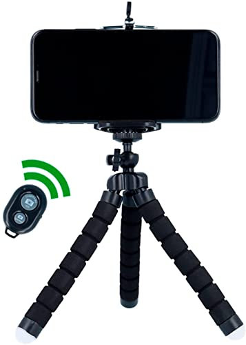 Trípode para Móvil, Soporte Flexible 360° Rotación para Selfies Con Control Remoto, Portátil, 3 Patas Compatible Con iPhone y Android