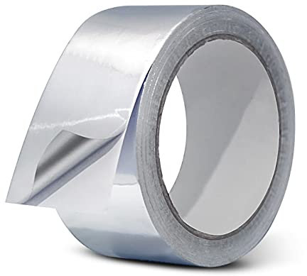 AggSound Ruban adhésif en aluminium de 3,9 mm - 4,8 cm x 30,7 m - Ruban adhésif en métal résistant à la chaleur pour conduits, climatiseur, grille d'aération de sèche-linge, isolation et CVC et joint