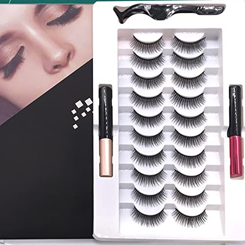 Faux Cils Magnétique, Kit de Cils Magnétiques, Faux Cils Imperméables Ultra Légers et Faciles à Utiliser, Cils Magnétiques Faits à la Main avec Eye-liner pour Cosplay