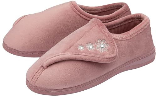 NorthSole Ladies Womens Slippers Slip On Hook & Loop - Pink - UK 6