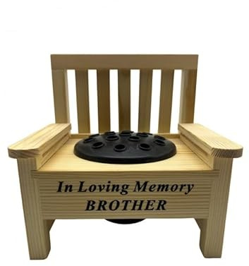 Brother Wooden Memorial Bench with Flower Insert Pot Graveside Crematorium Plaque Garden