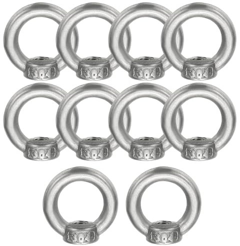 sourcing map M5 Lamp Female Loop Holder, 10pcs 304 Stainless Steel Lifting Eye Nut Hook Ring Shape Support to Chandelier Lighting Fixtures, 40kg Load
