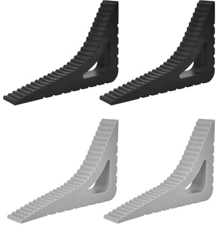 Luxvara 4 pezzi di cuneo per porta, fermaporta in gomma, antiscivolo, antigraffio, per bagno, cucina, cameretta dei bambini, grigio e nero