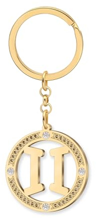 LONYOO Astrologie Cadeaux pour Femmes Filles Signes du Zodiaque Porte-clés Accessoires Acier Inoxydable Constellation Horoscope Or Charms Zodiaque