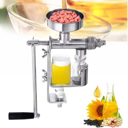Manual Oil Press Machine, Stainless Steel Nut Oil Extractor Seeds, Oil Food Grade Oil Expeller, Easy to Clean Kitchen Oil Extractor for Nuts Seed Commercial Home