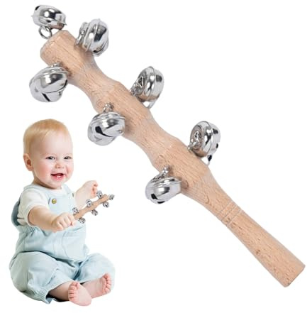 Cascabeles De Mano De Madera - De Cascabel Con Mango De Madera | Instrumento De Percusión Sonajero Musical, De Cascabel Para Escenarios, Cumpleaños, Baile, Conciertos