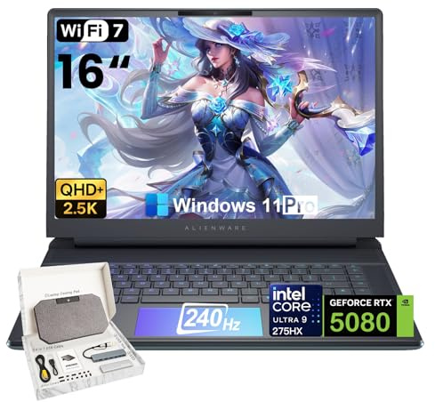 Alienware 16 Zoll Area-51 Gaming Laptop - GeForce RTX 5080 16GB GDDR7, 16 Zoll 2.5K QHD+ 240Hz, Intel Ultra 9 275HX, RGB Beleuchtung, Wi-Fi 7, Ai NPU, Win 11 Pro, mit Zubehör (64GB DDR5, 1TB SSD)