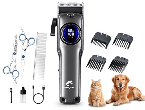 Tosatrice per Cani e Gatti,Tosatrice per Cani Pelo Lungo Professionale,Lame in acciaio inox regolabili a 4 stadi,Tagliacapelli per capelli spessi/ricci/ondulati/fini