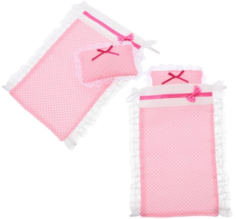 Uonlytech Ensemble Literie Miniature pour Maison de Poupée 2 Pièces Drap et Oreiller, Tissu Doux, Accessoires Décoratifs pour Chambre de Poupée, Jeu Créatif, Décor Miniature