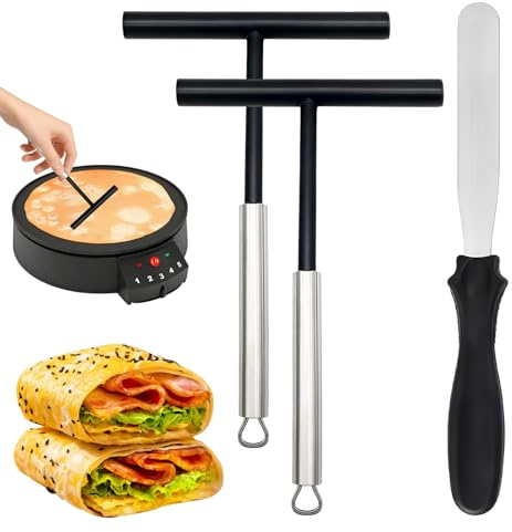 3 Piezas Utensilios para Hacer Crepes,Espátulas de Acero Inoxidable Crepes