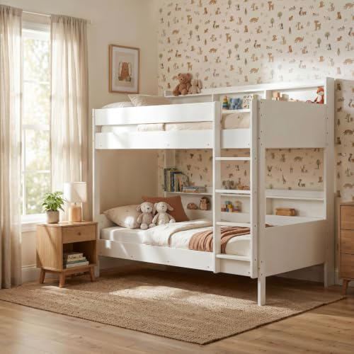 Noa and Nani Minna Space Saving Bunk Bed with Storage Units in White