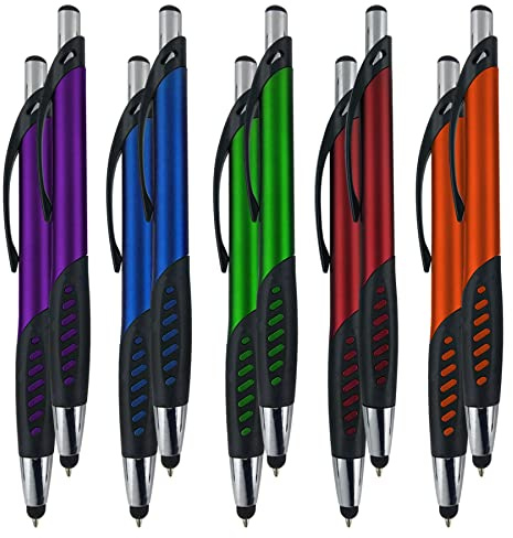 Stylus Pen, 2 in 1 Capacitive Stylus & Ballpoint Click Pen with Comfort Grip for Universal Touchscreen Devices,Tablets, iPad, iPhone 6,6 Plus, iPod, Android, Samsung Galaxy(Metallic 10 Pack)