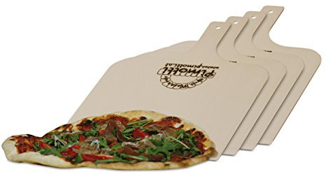 Pimotti Pizzaschaufel/Brotschaufel/Flammkuchenbrett aus naturbelassenem Sperrholz für Pizzastein (4er Set)