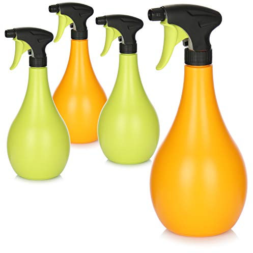 com-four® Spruzzatore di fiori 4x - flacone spray per annaffiare le piante - flacone spray per nebulizzazione dell'acqua (verde/arancio)