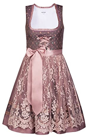 Edelnice - Traje de tirolesa para niño, 3 piezas Incluye blusa, delantal y charivari. Rosa. 128