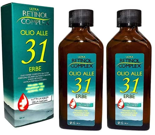 Retinol Complex Olio alle 31 Erbe, utile contro Mal di Testa e dolori al corpo - 100ml (2 Confezioni)