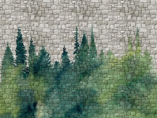 Livingwalls Stenmur skog fleecetapet grön grå stentapet 382451 fototapet stenutseende 3,71 x 2,80 m Made in Germany
