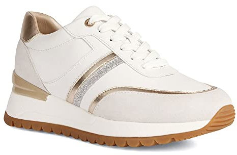 Geox Damen D Desya A Sneaker, White Off White, 38 EU